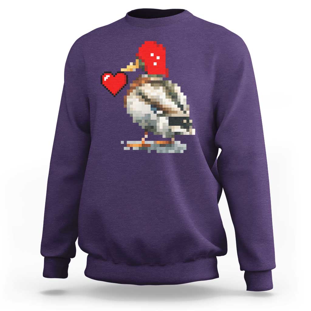 Pixel Valentine Mallard Duck Sweatshirt Hunting Valentines Day Gift For Her