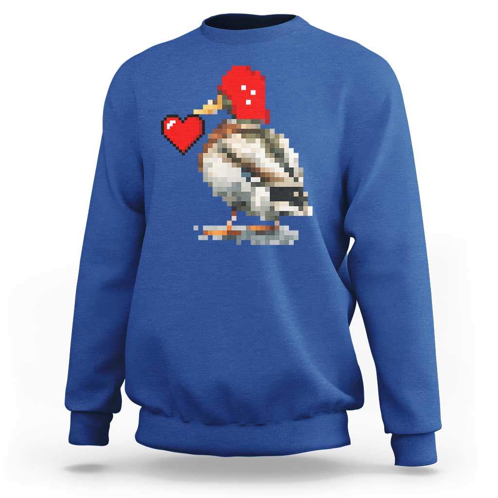 Pixel Valentine Mallard Duck Sweatshirt Hunting Valentines Day Gift For Her