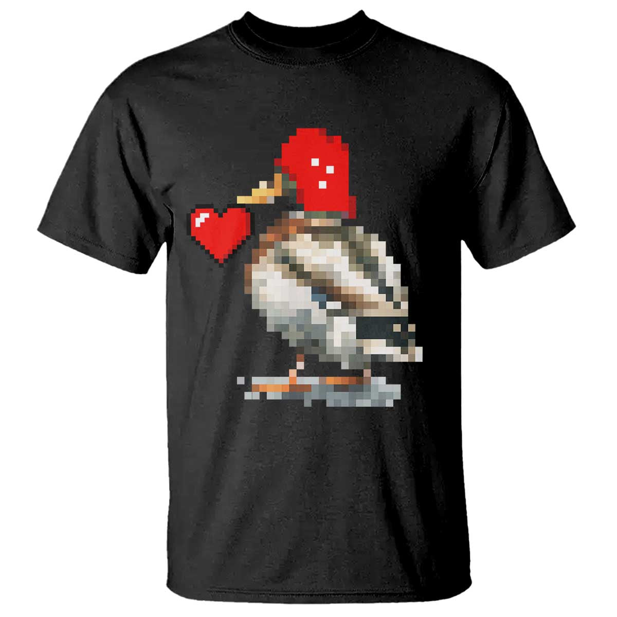 Pixel Valentine Mallard Duck T Shirt Hunting Valentines Day Gift For Her