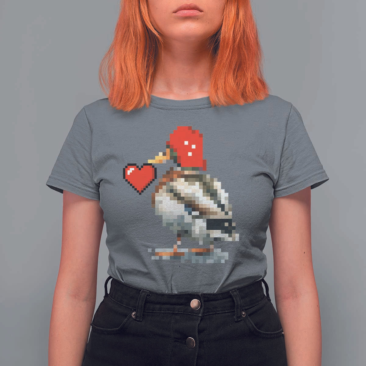 Pixel Valentine Mallard Duck T Shirt For Women Hunting Valentines Day Gift For Her
