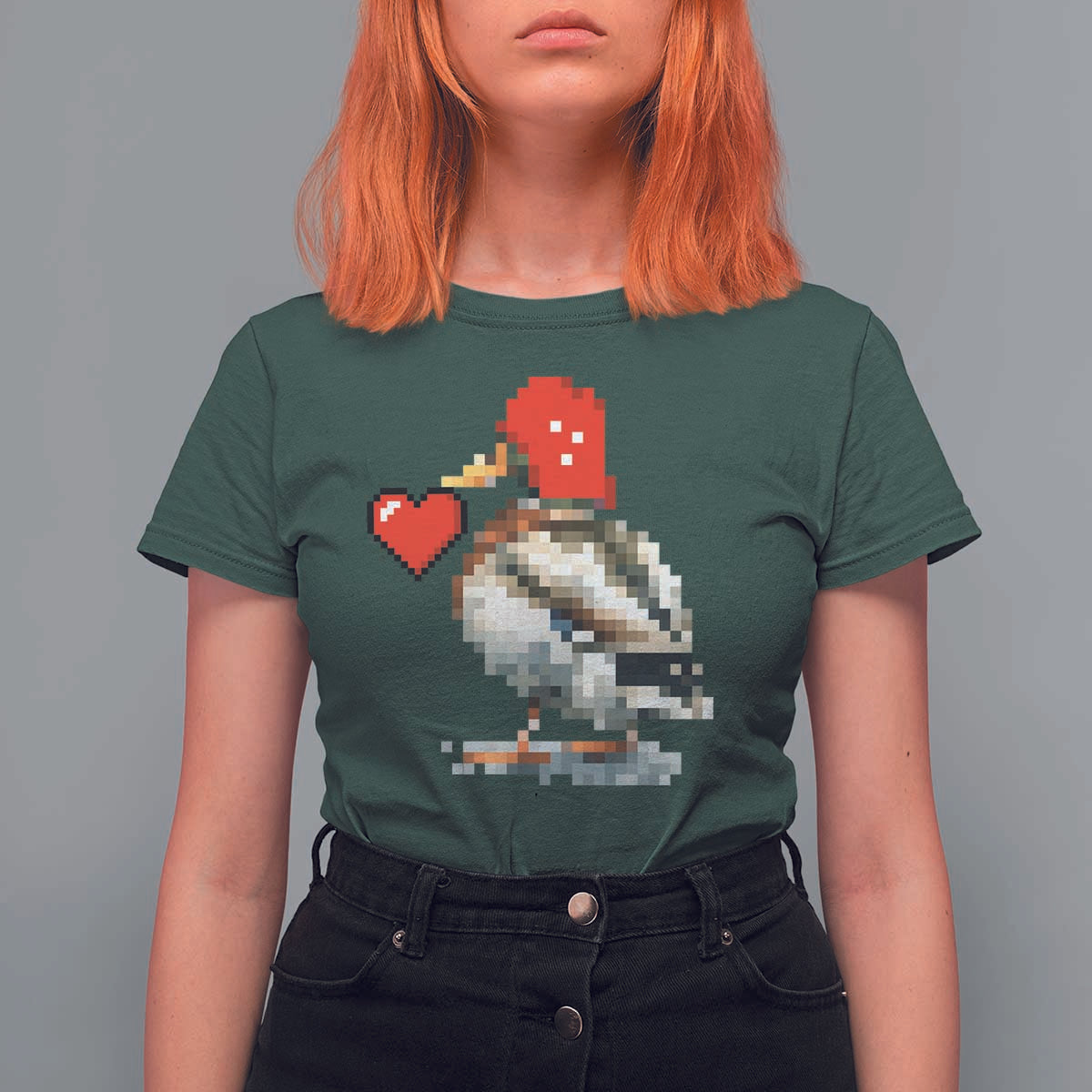 Pixel Valentine Mallard Duck T Shirt For Women Hunting Valentines Day Gift For Her
