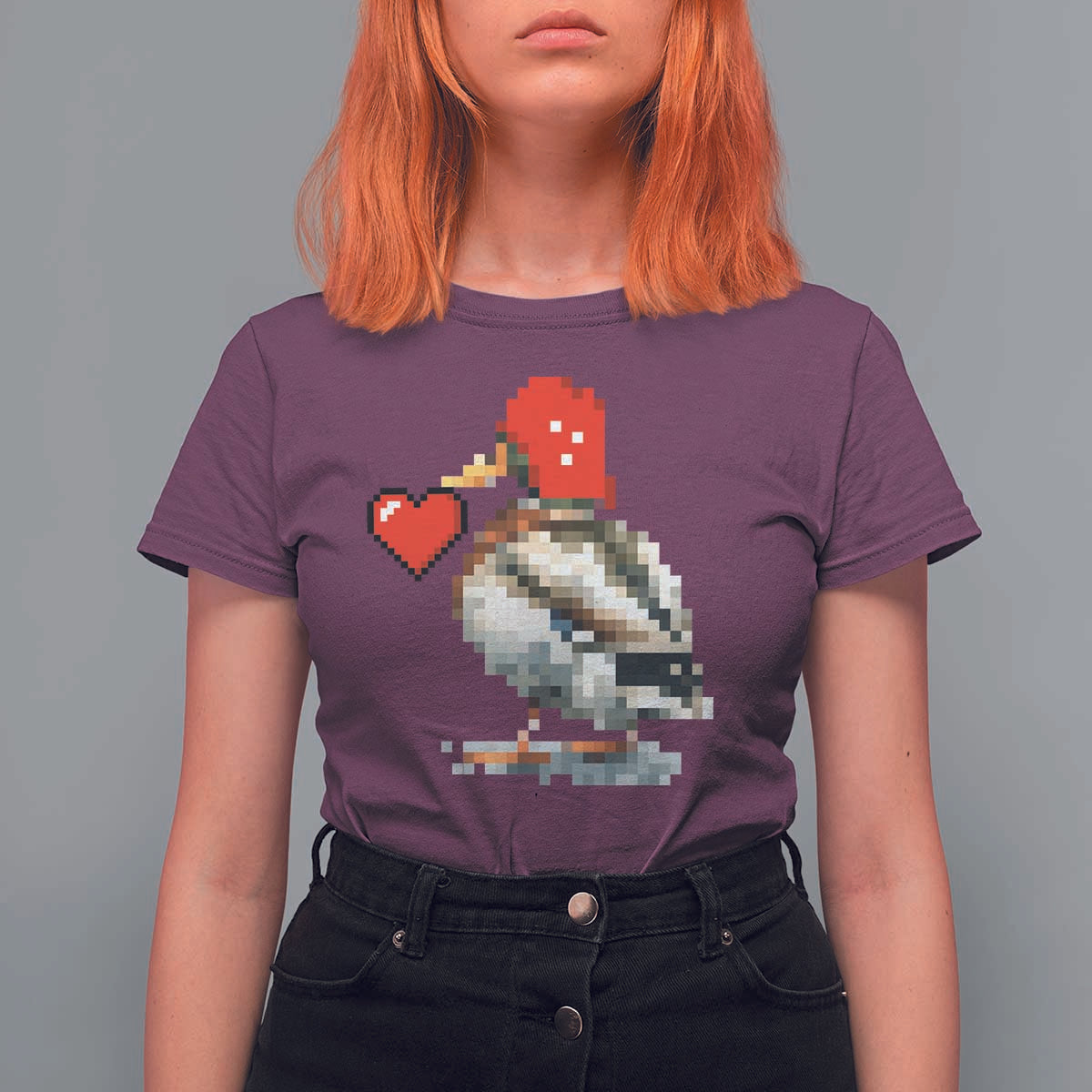 Pixel Valentine Mallard Duck T Shirt For Women Hunting Valentines Day Gift For Her
