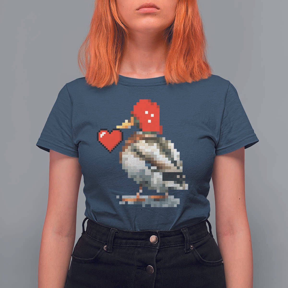 Pixel Valentine Mallard Duck T Shirt For Women Hunting Valentines Day Gift For Her