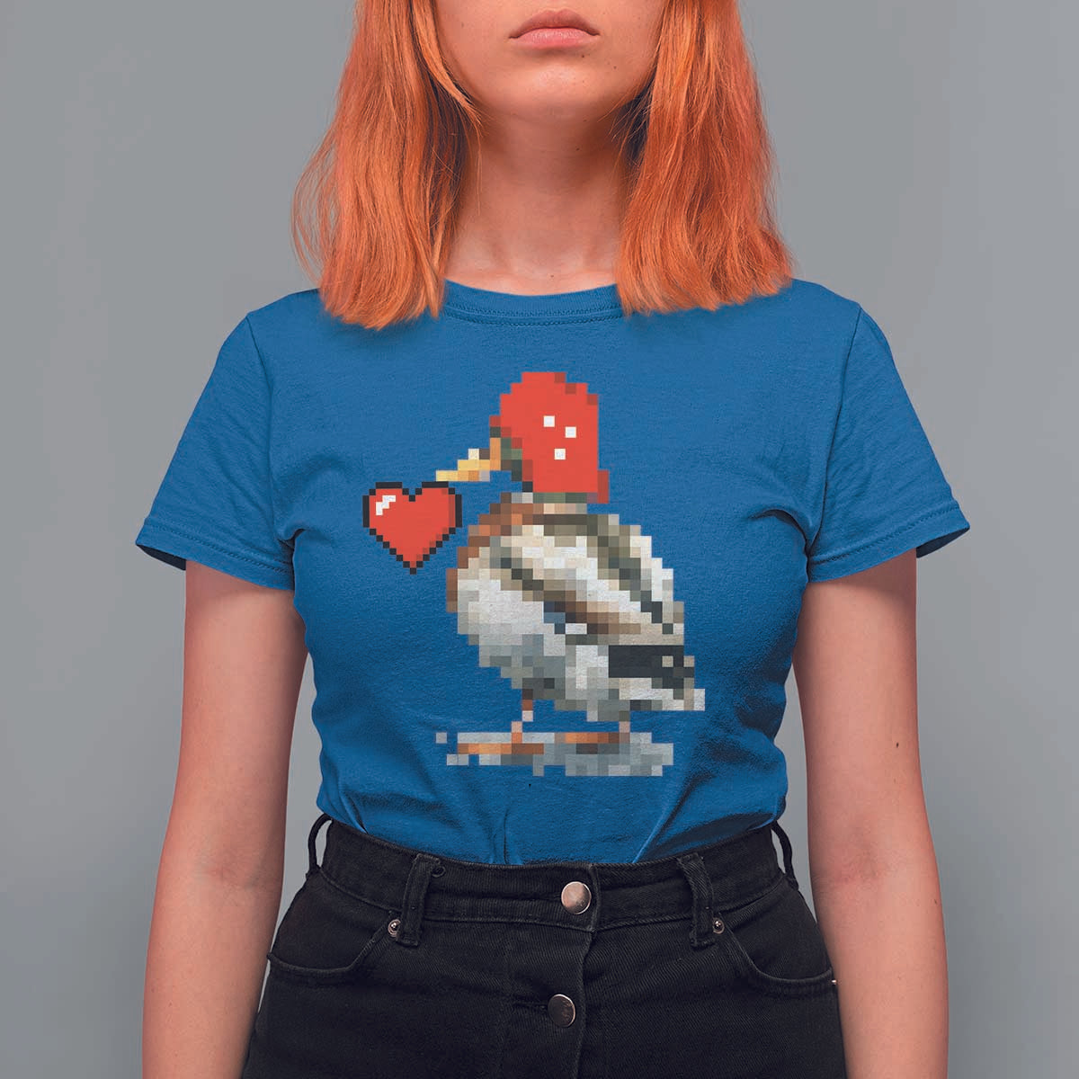 Pixel Valentine Mallard Duck T Shirt For Women Hunting Valentines Day Gift For Her