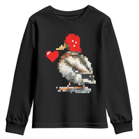 Pixel Valentine Mallard Duck Youth Sweatshirt Hunting Valentines Day Gift For Her