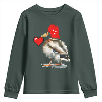 Pixel Valentine Mallard Duck Youth Sweatshirt Hunting Valentines Day Gift For Her