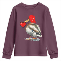 Pixel Valentine Mallard Duck Youth Sweatshirt Hunting Valentines Day Gift For Her