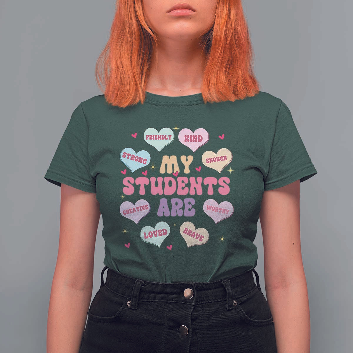 Cute Valentine Teacher T Shirt For Women My Students Are My Valentines Hearts