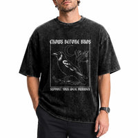 Crows Before Bros Support Your Local Murder Washed Cotton T-Shirt Funny Crow Lovers