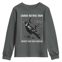 Crows Before Bros Support Your Local Murder Youth Sweatshirt Funny Crow Lovers - Wonder Print Shop