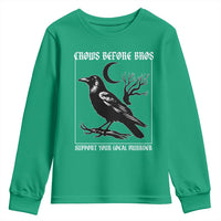 Crows Before Bros Support Your Local Murder Youth Sweatshirt Funny Crow Lovers - Wonder Print Shop