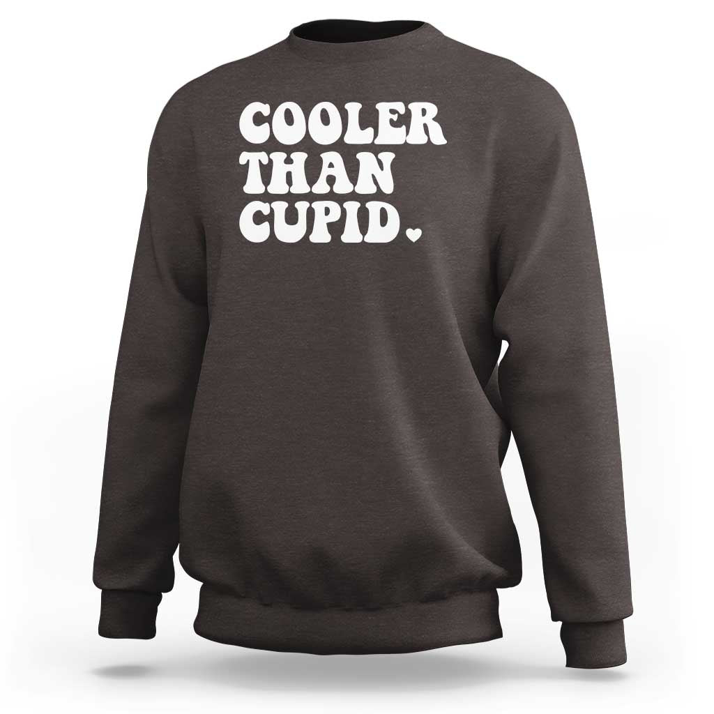 Toddler Boy Valentine Sweatshirt Cooler Than Cupid Funny Kids Valentine Day