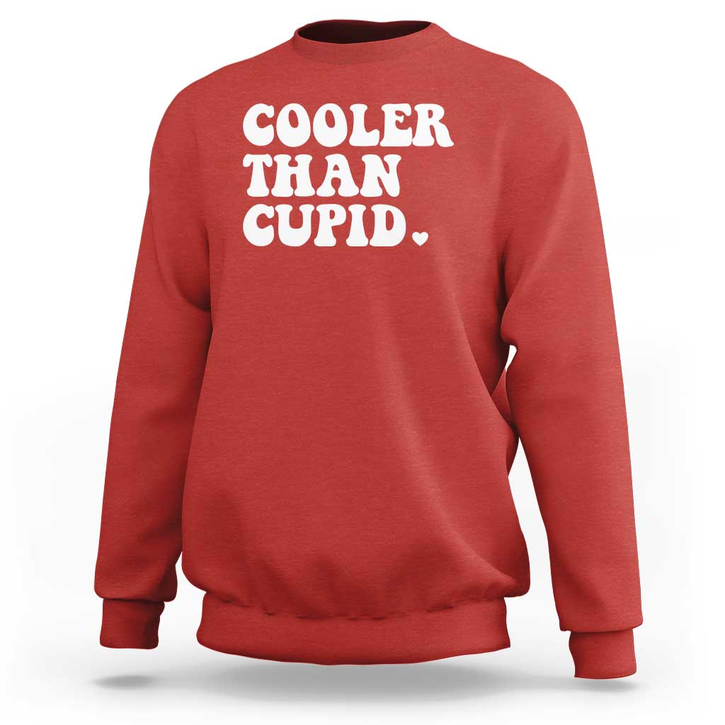 Toddler Boy Valentine Sweatshirt Cooler Than Cupid Funny Kids Valentine Day