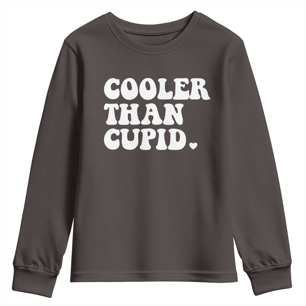 Toddler Boy Valentine Youth Sweatshirt Cooler Than Cupid Funny Kids Valentine Day