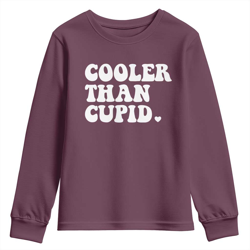 Toddler Boy Valentine Youth Sweatshirt Cooler Than Cupid Funny Kids Valentine Day