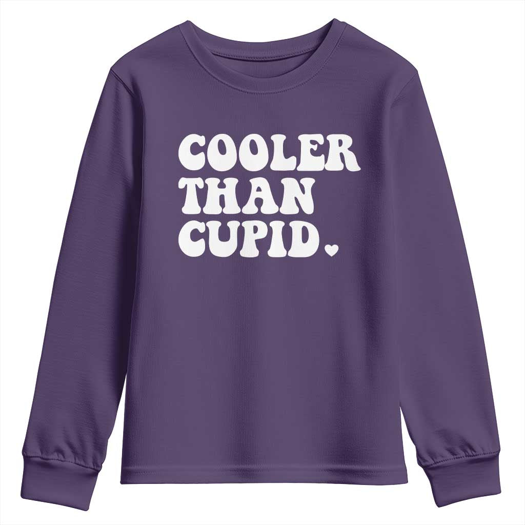 Toddler Boy Valentine Youth Sweatshirt Cooler Than Cupid Funny Kids Valentine Day