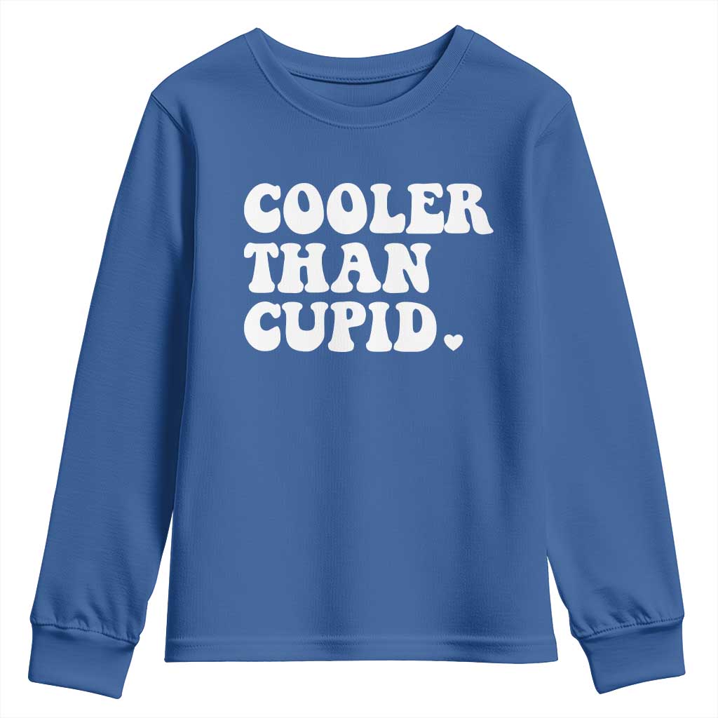 Toddler Boy Valentine Youth Sweatshirt Cooler Than Cupid Funny Kids Valentine Day