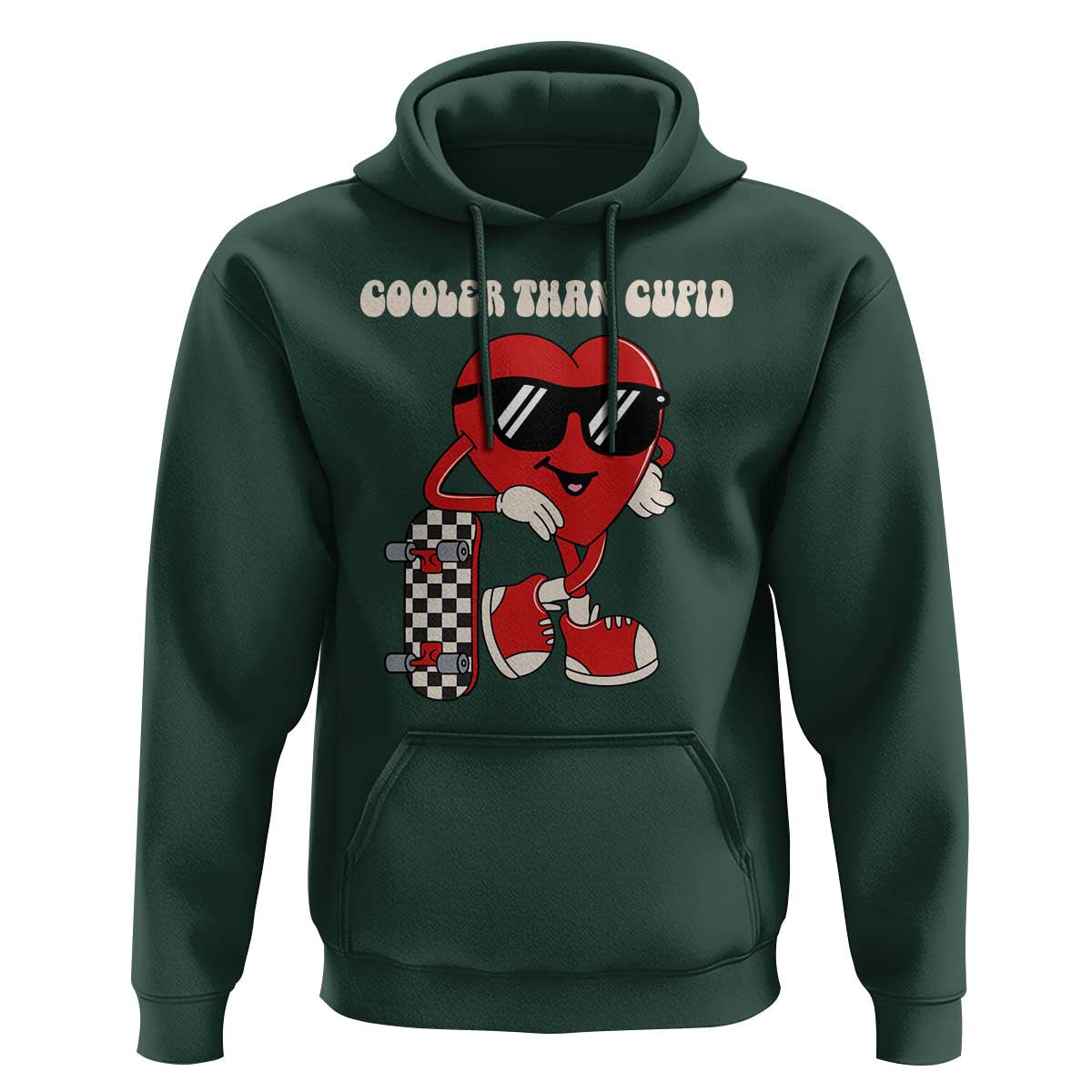 Funny Heart Valentine Day Hoodie Cooler Than Cupid Skateboard Kids Toddler Boy Valentine