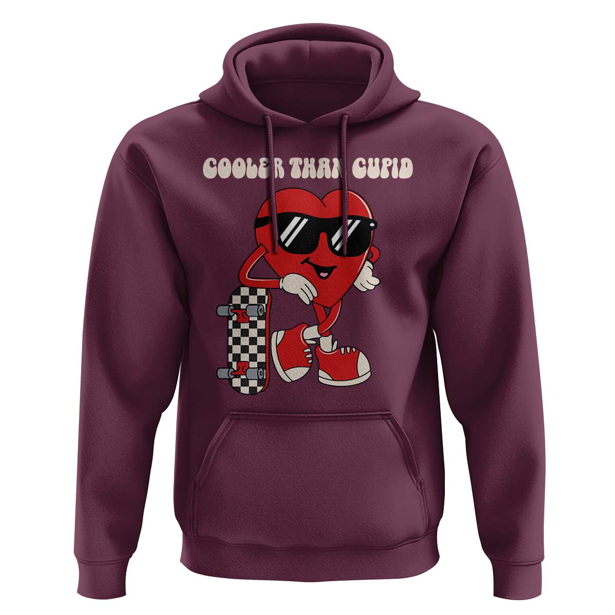 Funny Heart Valentine Day Hoodie Cooler Than Cupid Skateboard Kids Toddler Boy Valentine