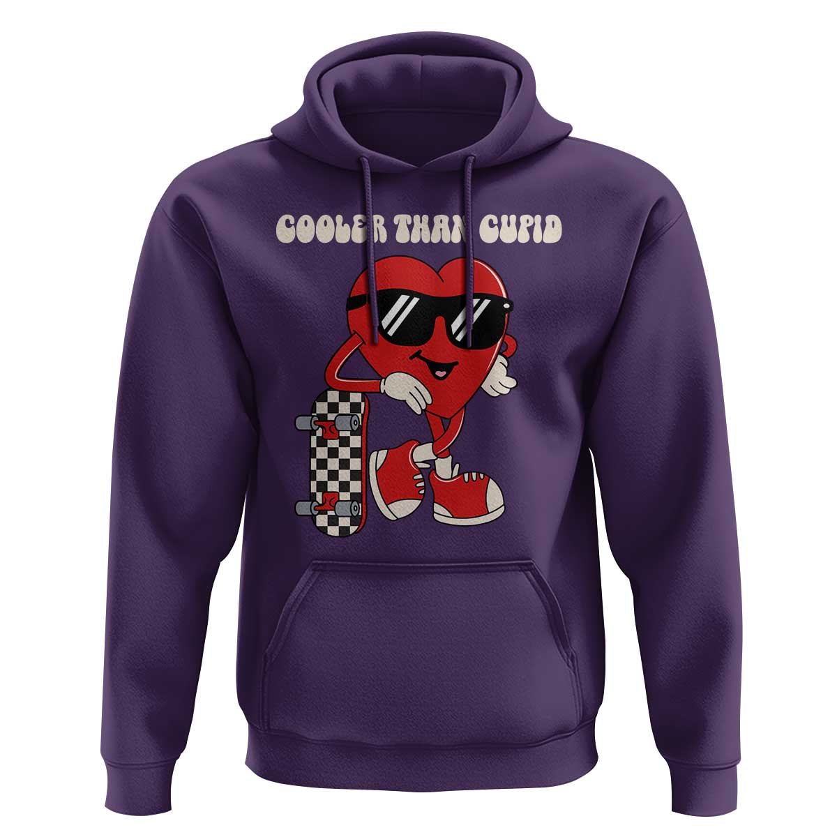 Funny Heart Valentine Day Hoodie Cooler Than Cupid Skateboard Kids Toddler Boy Valentine