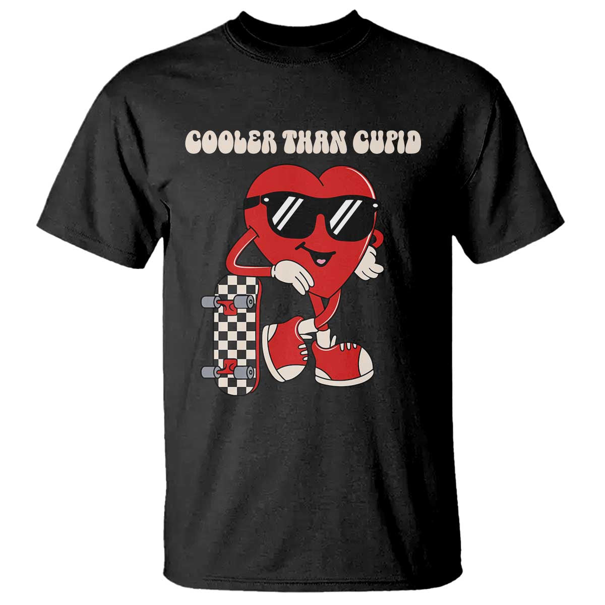 Funny Heart Valentine Day T Shirt Cooler Than Cupid Skateboard Kids Toddler Boy Valentine