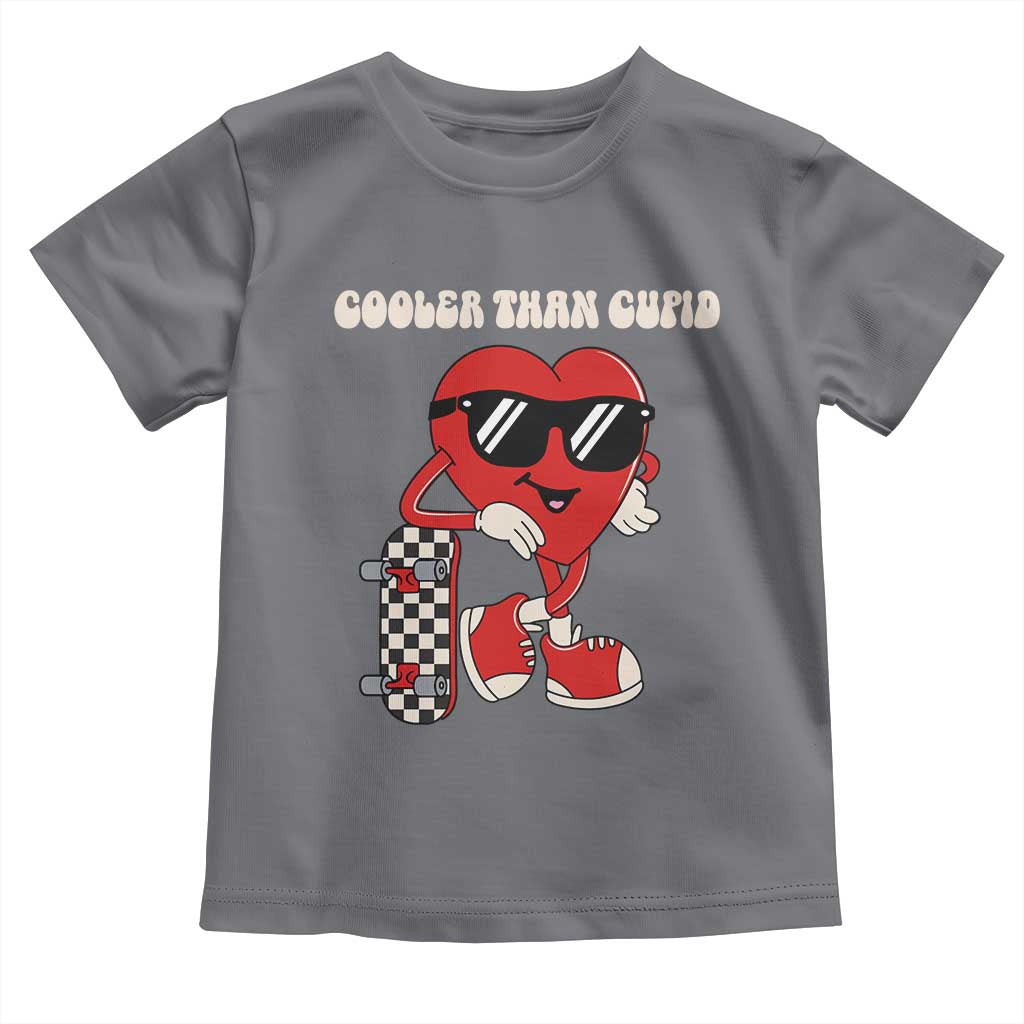 Funny Heart Valentine Day Toddler T Shirt Cooler Than Cupid Skateboard Kids Toddler Boy Valentine