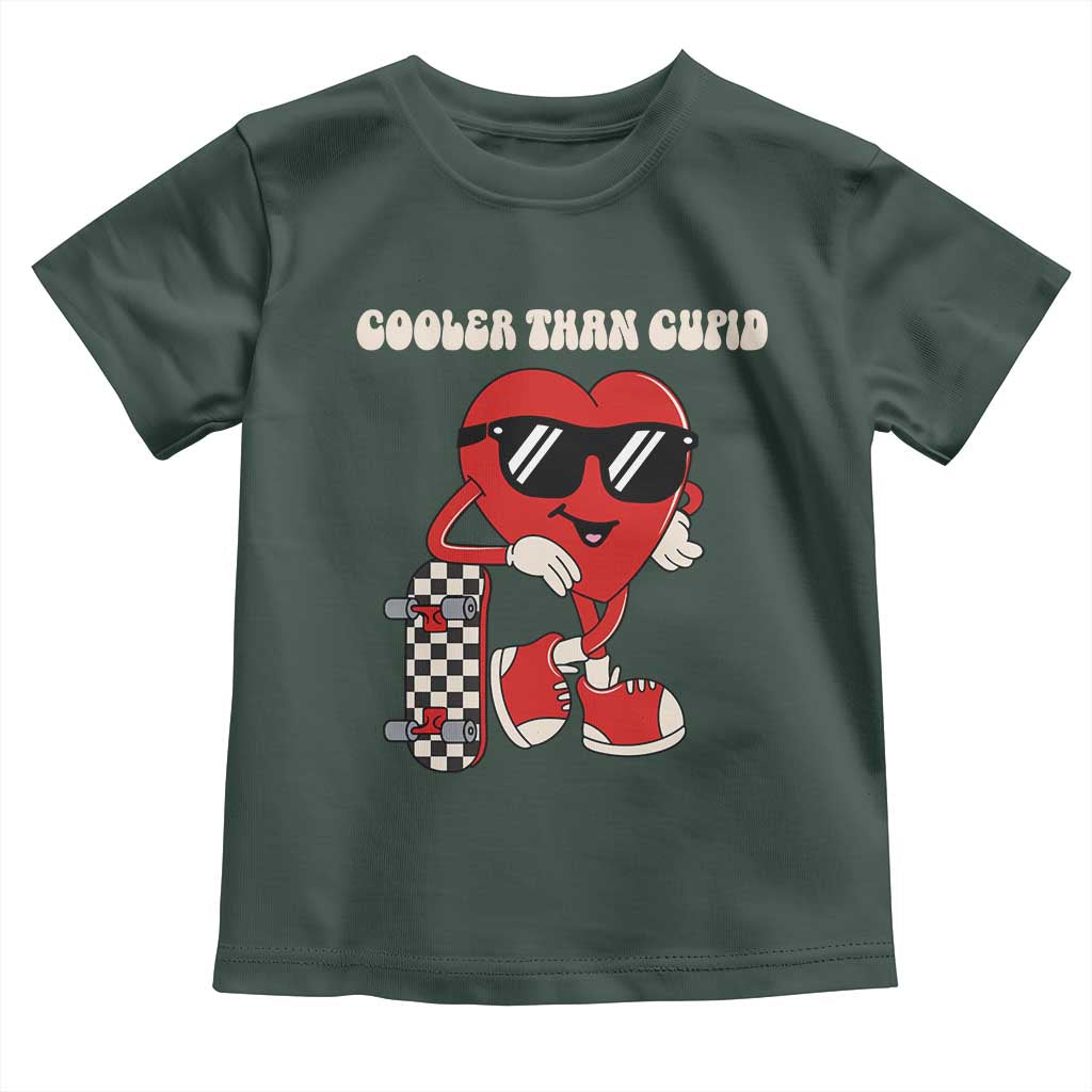 Funny Heart Valentine Day Toddler T Shirt Cooler Than Cupid Skateboard Kids Toddler Boy Valentine