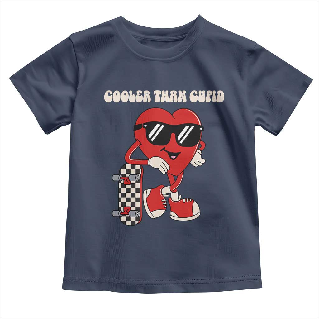 Funny Heart Valentine Day Toddler T Shirt Cooler Than Cupid Skateboard Kids Toddler Boy Valentine