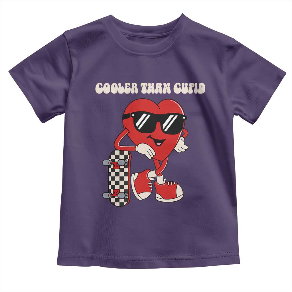 Funny Heart Valentine Day Toddler T Shirt Cooler Than Cupid Skateboard Kids Toddler Boy Valentine