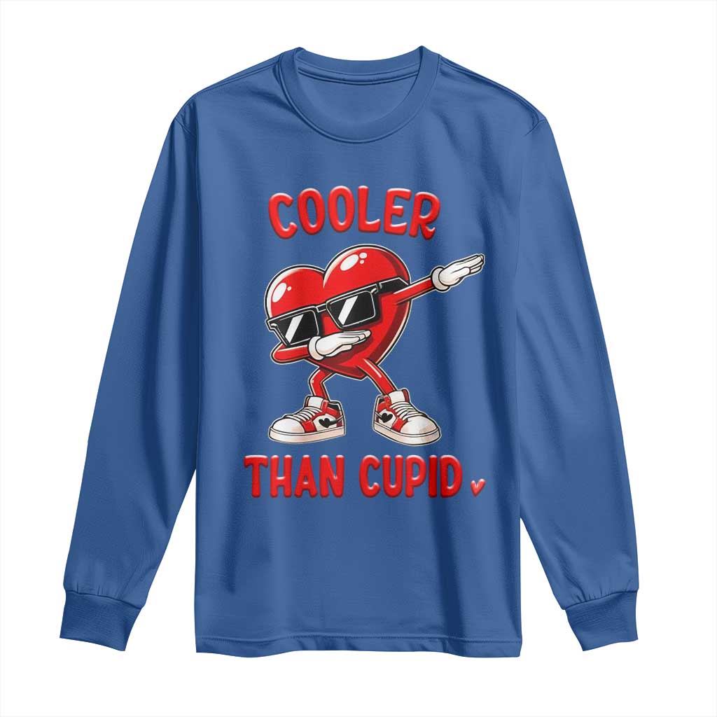 Dabbing Heart Valentine Day Long Sleeve Shirt Cooler Than Cupid Funny Kids Boys