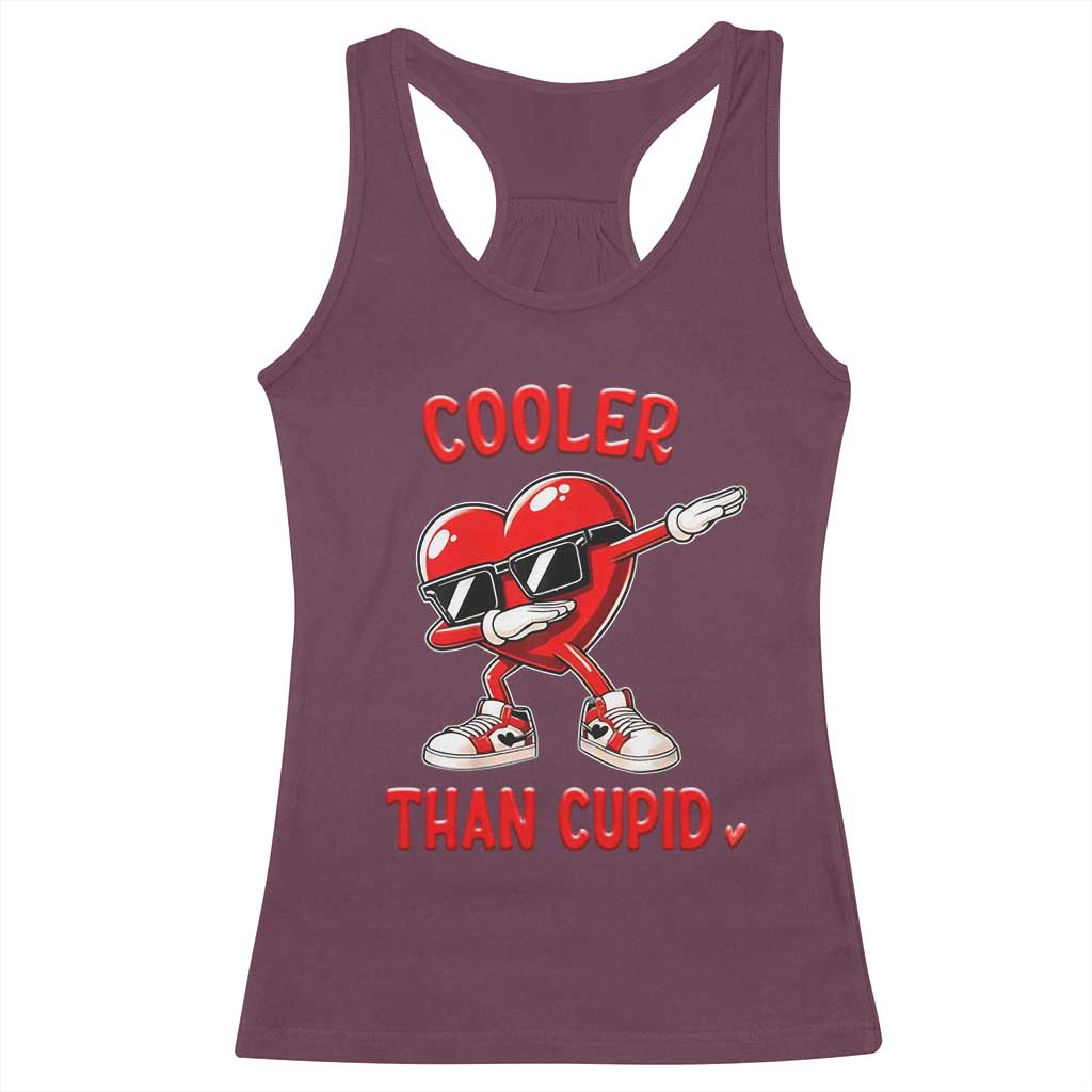 Dabbing Heart Valentine Day Racerback Tank Top Cooler Than Cupid Funny Kids Boys