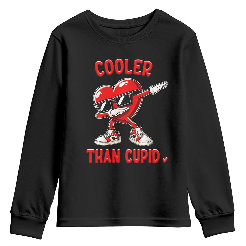 Dabbing Heart Valentine Day Youth Sweatshirt Cooler Than Cupid Funny Kids Boys