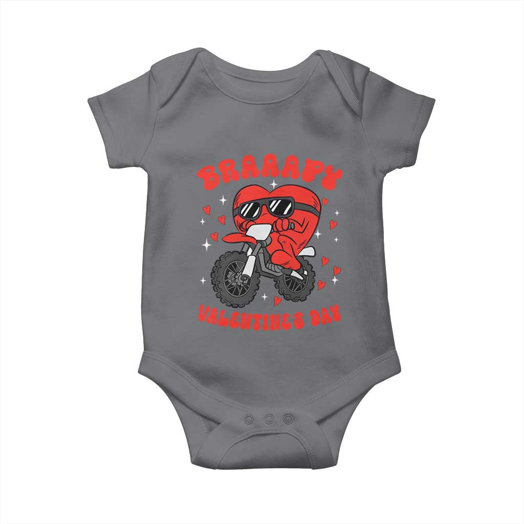 Braaapy Valentines Day Motocross Heart Baby Onesie