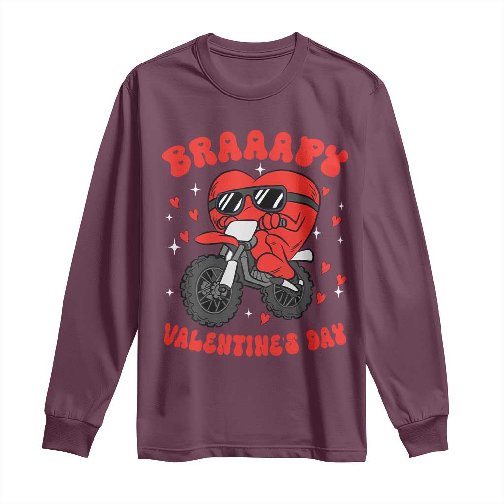 Braaapy Valentines Day Motocross Heart Long Sleeve Shirt