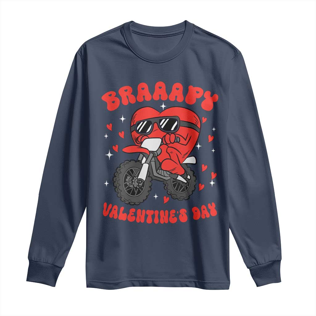 Braaapy Valentines Day Motocross Heart Long Sleeve Shirt
