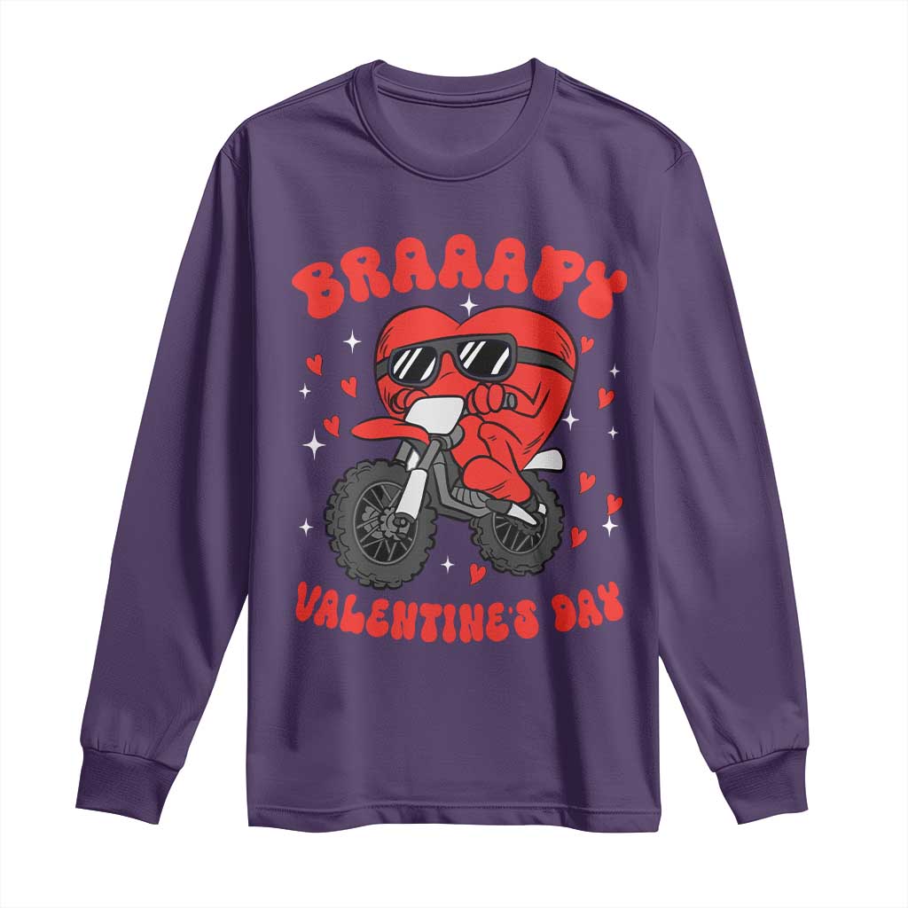 Braaapy Valentines Day Motocross Heart Long Sleeve Shirt