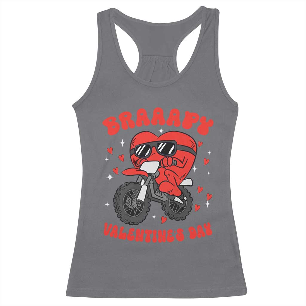 Braaapy Valentines Day Motocross Heart Racerback Tank Top