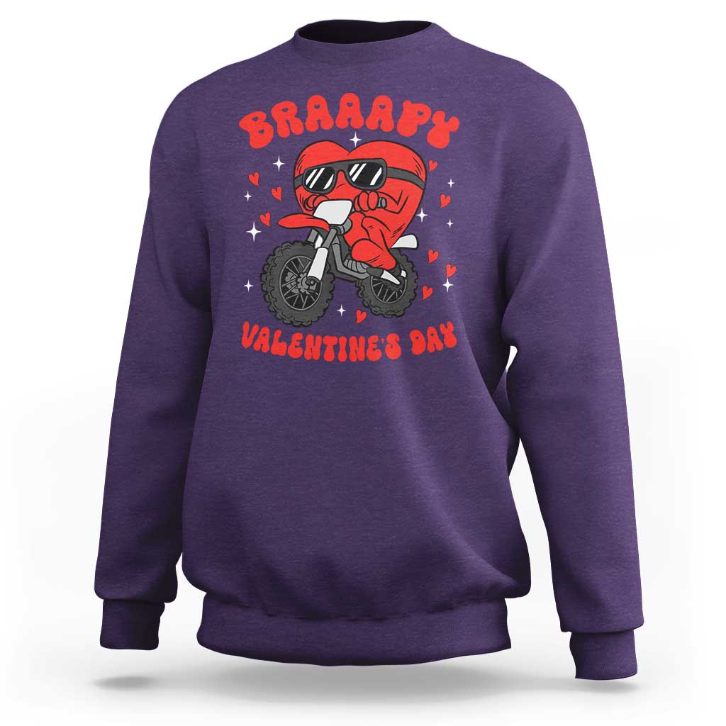 Braaapy Valentines Day Motocross Heart Sweatshirt