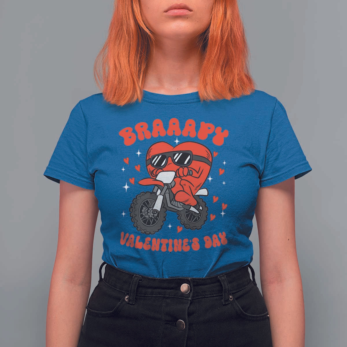 Braaapy Valentines Day Motocross Heart T Shirt For Women