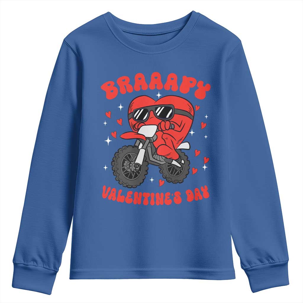 Braaapy Valentines Day Motocross Heart Youth Sweatshirt