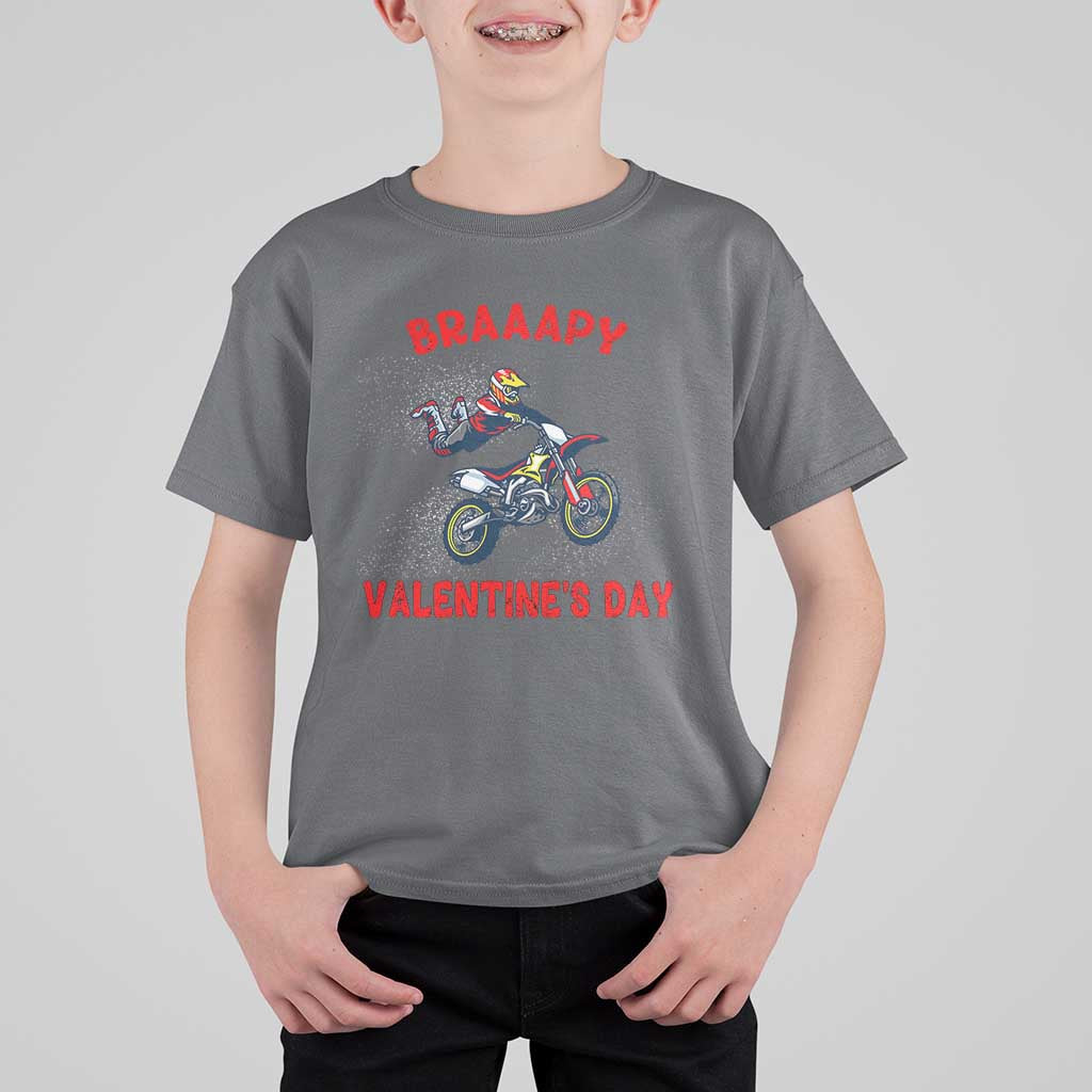 Braaapy Valentines Day Motocross Dirt Bikes T Shirt For Kid