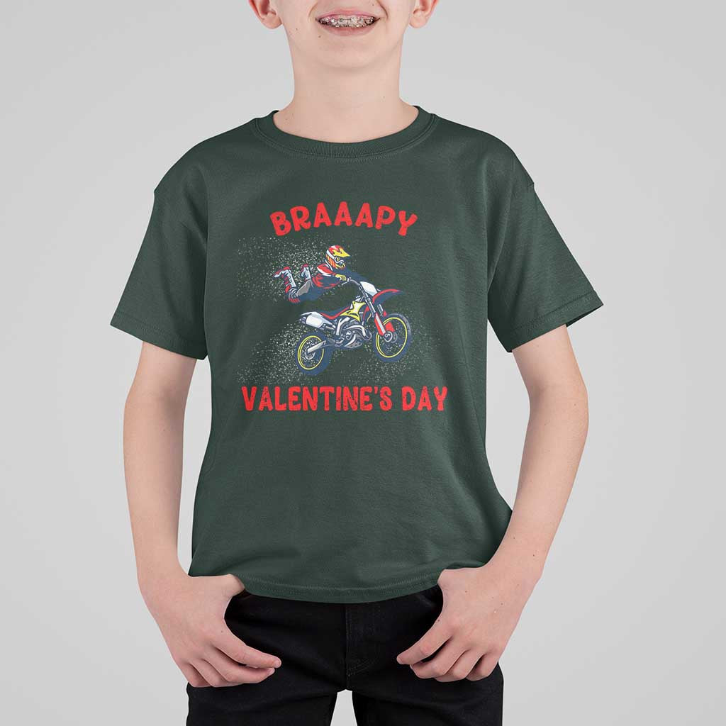 Braaapy Valentines Day Motocross Dirt Bikes T Shirt For Kid
