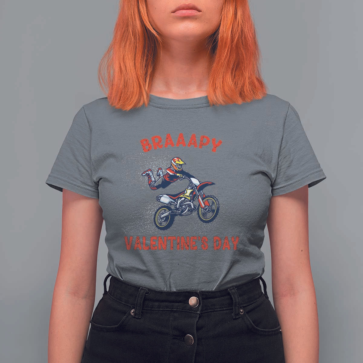 Braaapy Valentines Day Motocross Dirt Bikes T Shirt For Women