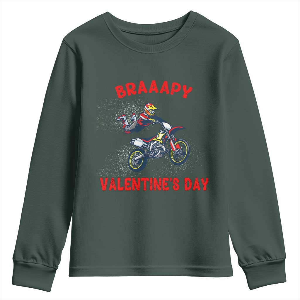 Braaapy Valentines Day Motocross Dirt Bikes Youth Sweatshirt