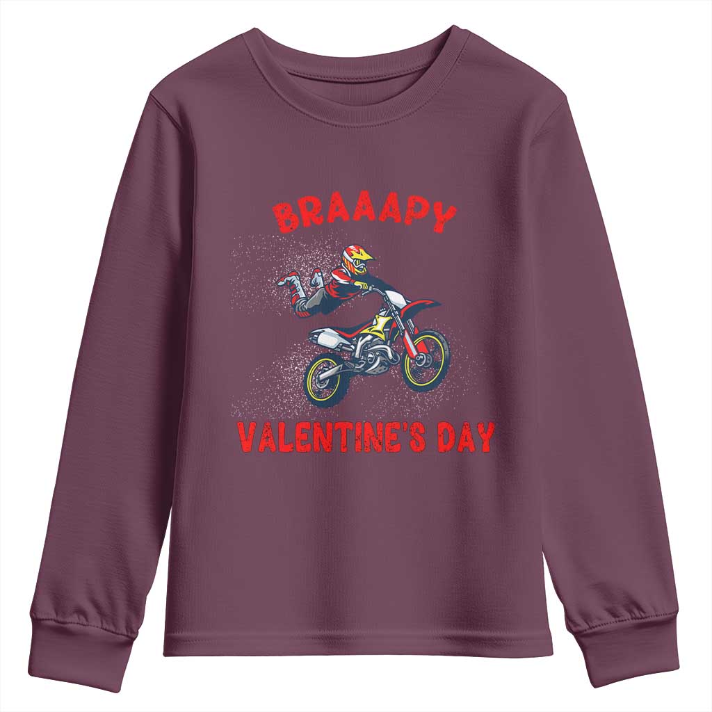 Braaapy Valentines Day Motocross Dirt Bikes Youth Sweatshirt