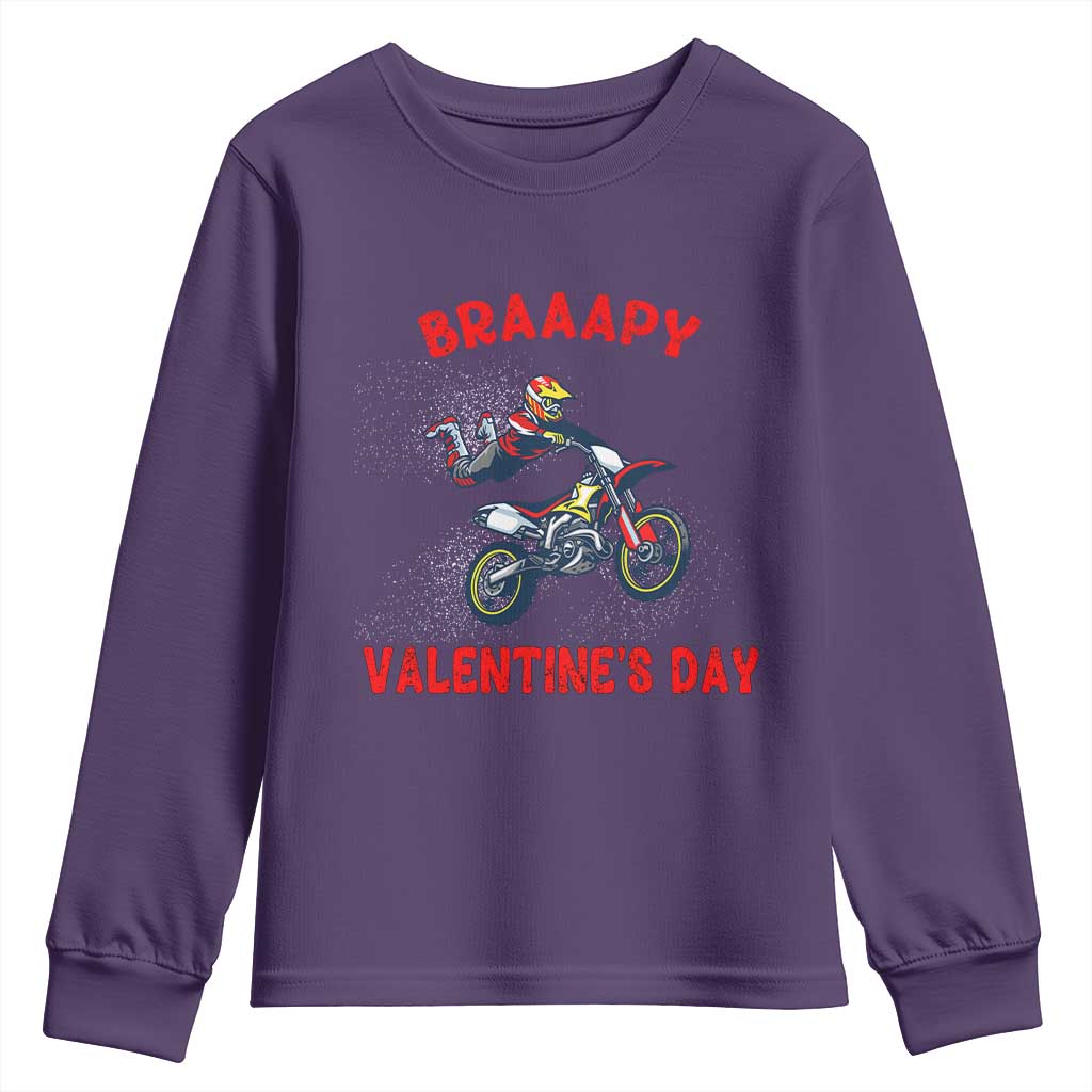 Braaapy Valentines Day Motocross Dirt Bikes Youth Sweatshirt
