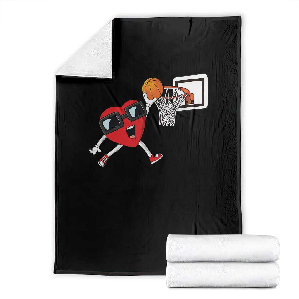 Basketball Valentines Throw Blanket Cute Red Heart Playing Basketball Player Team Boys - Wonder Print Shop