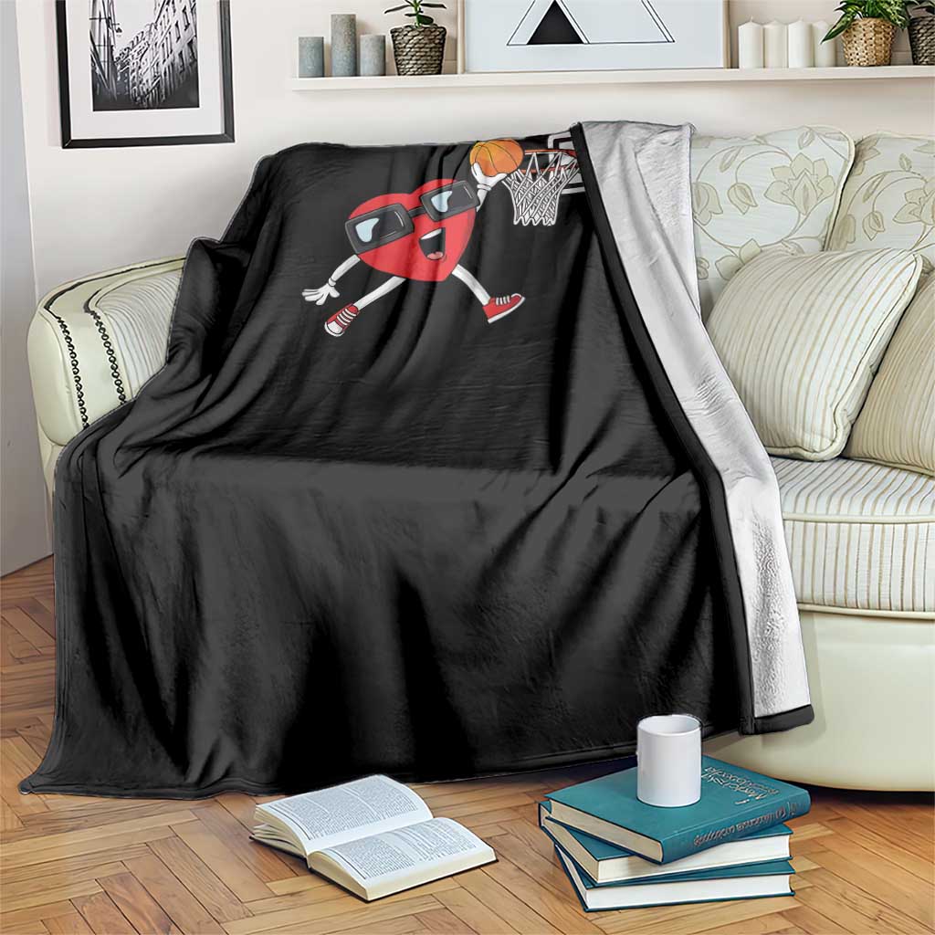 Basketball Valentines Throw Blanket Cute Red Heart Playing Basketball Player Team Boys - Wonder Print Shop