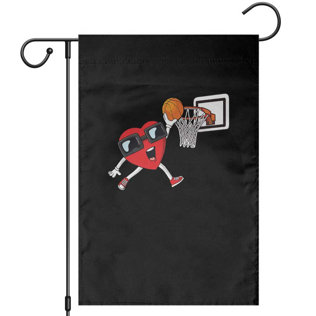 Basketball Valentines Garden Flag Cute Red Heart Playing Basketball Player Team Boys - Wonder Print Shop