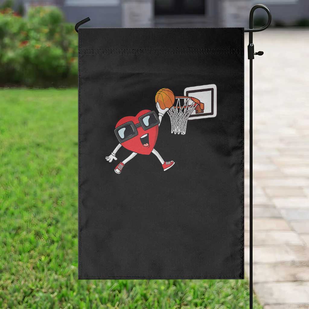 Basketball Valentines Garden Flag Cute Red Heart Playing Basketball Player Team Boys - Wonder Print Shop